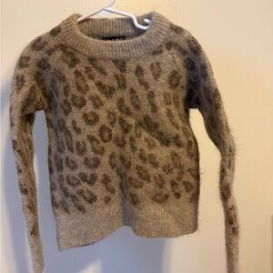 A.P.C. Rue Madame Paris Brown Leopard Print Crew Neck Sweater